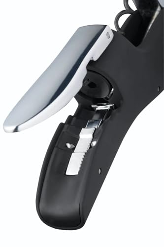 Foto von BarCraft Deluxe Korkenzieher, Weinflaschenöffner mit integriertem Folienschneider, Schwarz & Chrom