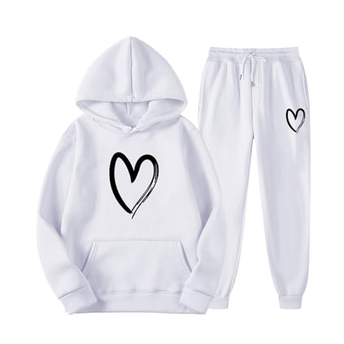 Vêtements de sport automne hiver chauds pour le jogging décontracté en ensemble pull blanc XL