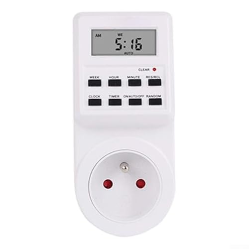 1 enchufe de termostato para termostato digital, control de temperatura, sincronización inteligente, plástico para acuario, pantalla LCD, no requiere programación (FR)