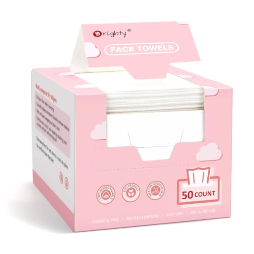 Image of Orighty Face Towels Disposable, Soft Clean Towels for Face, 50 Count | Super Soft & Gentle Face Wipes Towelettes, Facial Towels for Cleansing & Makeup Removal, for Sensitive Skin, Nursing, Travel
