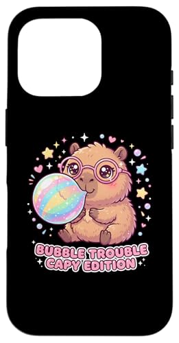 Capybara Blowing Bubble Chewing Gum Bubble Trouble, Capybara �X�}�z�P�[�X iPhone 16 Pro �p