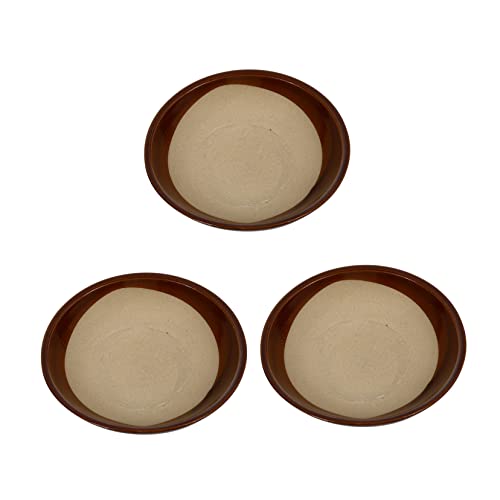 Cemaystic セラミックワインボウル 3個セット ブラウン 大容量 ? 蒸し器兼用 食品保存可能 環境に優しい素材