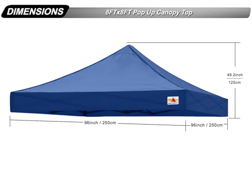 Image of ABCCANOPY Replacement Canopy Top for Pop Up Canopy Tent 8x8 Navy Blue