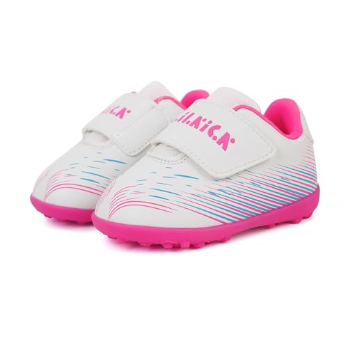 brooman Toddler Soccer Shoes for Boys and Girls 0-3 Years (6,White)