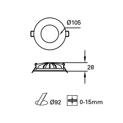 FORLIGHT Downlight Ip44 Hide Led 6.5W 4000K Blanco 394Lm