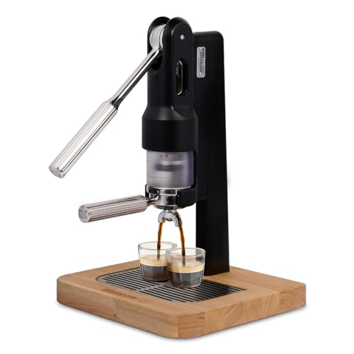 SUPERKOP Manual Lever Espresso Machine, Maintenance Free Manual Espresso Machine, Build to Last Long, Portable Espresso Maker, Espresso Capacity -18 grams, Black