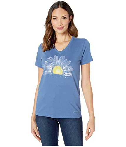 Life is Good Women's Crusher Tee Shirt, Short Sleeve Cotton Graphic T-Shirts, Watercolor Daisy Birds