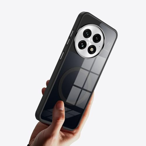 Image of KARWAN Translucent Hybrid Back Case Cover Compatible with Oneplus 13R Shockproof Case with Camera Protection, N52 Magnet Cover Case with Magnetic MagEaze Wireless Charging Cover (Black)