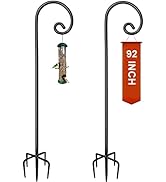 Koutemie 92 Inch Outdoor Shepherd Hook for Hanging Plant, Adjustable Heavy Duty Bird Feeder Pole ...