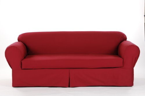 Brushed Twill All Cotton 2-Piece Round Arm Sofa Slipcover -