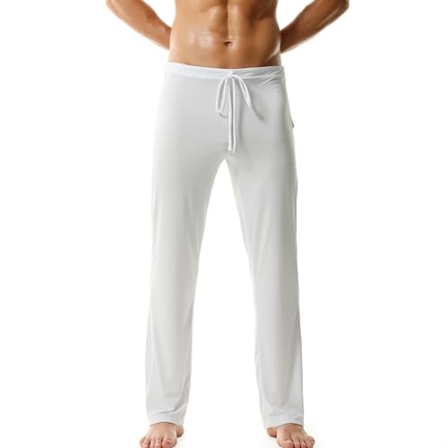 Men's Athletic Lounge Yoga Pants Thin Open Bottom Relaxed Loosen Fit Sexy Casual Jersey Sleep Pajamas Clothing