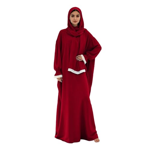 Robe musulmane avec foulard et dentelle pour femme pour le Ramadan