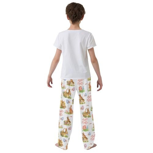 ZZXXB Easter Bunny Colorful Egg Boys Long Pants Soft Trousers Elastic Waist Kids Lounge Bottoms with Pockets S-XL3
