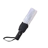 Hacoly transparent Regenschirm Kunststoff durchsichtig Taschenschirm automatischem Knopf Sturmfest Schirm, klein, leicht kompakt, windsicher, stabil,23 * 5cm -Schwarz