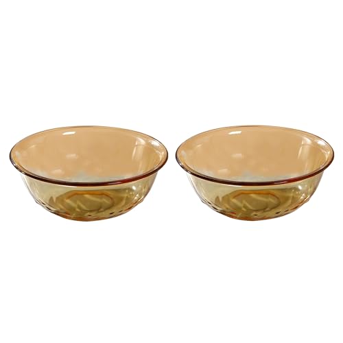 Image of The Better Home Set of 2 Borosilicate Glass Bowls | 1900 ml Each | Microwave Safe | Scratch Resistant | Serving & Mixing Bowls for Kitchen | Round | Transparent | Amber