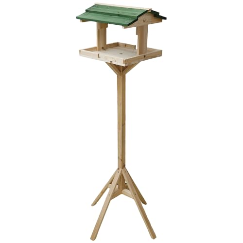 Unibos | Freestanding Wooden Bird Feeding Table Tall Outdoor Birds Feeder Station For Garden & Patio Heavy Duty Rustic Wood Bird House For Wild Birds Sturdy Weatherproof Feeder Stand