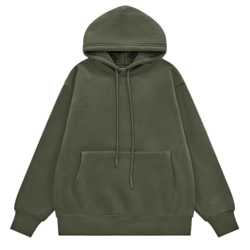 Men's Hooded Sweatshirt Casual Loose Long Sleeve Pullover Solid Basic Hoodie with Pockets