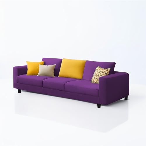 Image of Casaliving Minta 3+2 Seater Sofa Set for Living Room (Purple Colour Fabric) Premium Fabric Sofa