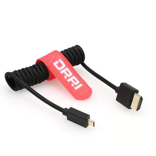 DRRI 高速 8K 4K 30/60fps Micro HDMI - HDMI 2.1 編組ケーブル Canon EOS R5 R5c R6 M6 Mk2 | FUJIFILM X-T | Nikon Z6 Z9 to Atomos Ninja 5モニタ