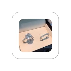 Luxury Microinlaid Diamond Couple Rings, 2PCS Engagement Love Jewelry Set for Women, 925 Sterling Silver White Diamond Jewelry Womens Wedding Band Ring