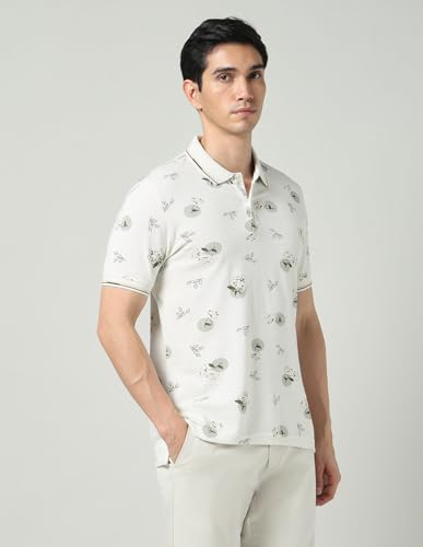 Image of Arvind Floral Printed Slim Fit Polo Shirt