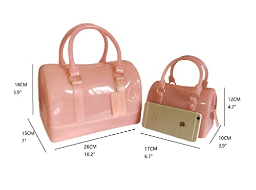 Image of Ladies Summer Jelly Pillow-shaped Top Handle Handbag Candy Color Transparent Crystal Purse