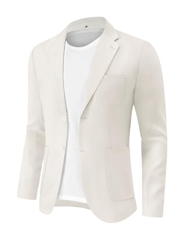 TURETRENDY Men's Linen Sport Coat Two Button Lightweight Blazer Business Casual Jacket4