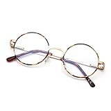 Retro Round Reading Glasses for Women Men with Pring Hinge Metal Frame Blue Light Blocking Readers Vintage Style (Gold Tortoise, 1.5, diopters)