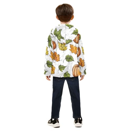 Pumpkin and Leaves Girls Fleece Jacket Girls Fall Jacket Girls Zip Up Hoodie Girls Sherpa Jacket 2-10T4