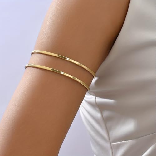 6Pcs Arm Cuff Bracelet for Women Gold Upper Bracelet Bangle Armband Set Jewelry Adjustable4