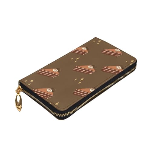 Chocolate Squares Cake Prints Leather Long Clutch Wallet for Fashionable Girls and Women - Durable, Stylish, and Functional, Black, One Size3