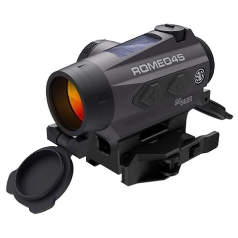 Sig Sauer ROMEO4S 1x 20 mm Tactical Solar Powered Shooting Targeting Waterproof Closed Red Dot Sight, 1 MOA Ballistic Circle Quadplex Cover