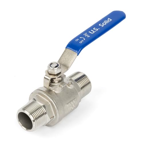 U.S. Solid Válvula de bola DN20 de 3/4 pulgadas - 304 rosca exterior de acero inoxidable G rosca completa conexión de 2 vías