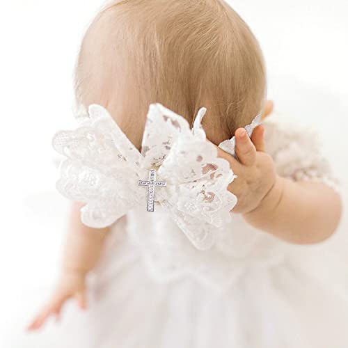 Baby Headbands, White Cute Baby Lace Headbands with Bow, Pearl Rhinestone Headbands Elastic Hair Band for Toddler Girls2