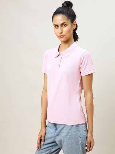 Image of TECHNOSPORT Womens Polyester Slim Fit Solid Half Sleeve Polo Matpiq T-Shirt with Techno Dry, Anti Static for Regular Use