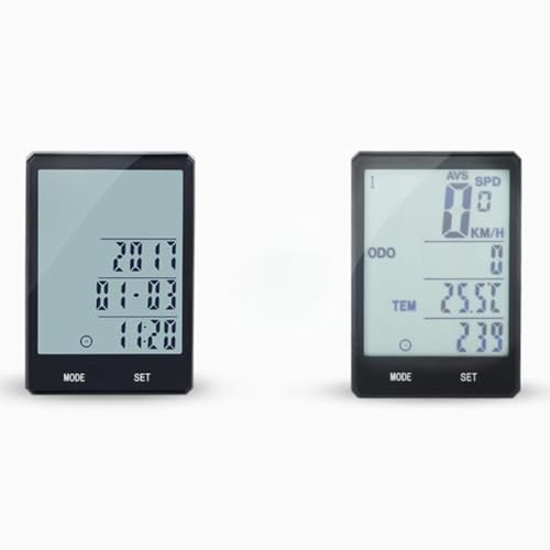 HOUDERCO Velocímetro Inalámbrico para Bicicleta con Luz Trasera y Pantalla LCD, Portátil, Medición de Velocidad Media para Uso Diario y Escalada