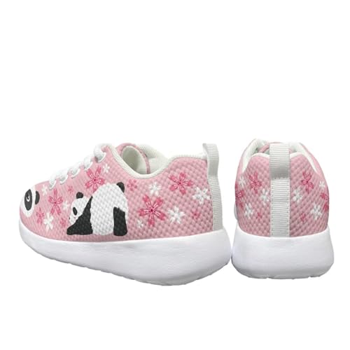 Children's Mesh Tennis Shoes Non Slip Athletic Running Sneakers Panda Flower Sports Shoes Lightweight Breathable Casual Shoes for Girls Outdoor Walking Hiking Traveling White US 11.54