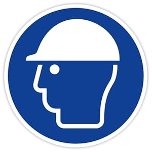 Aufkleber Gebotszeichen „Kopfschutz benutzen“ Hinweis Folie selbstklebend nach ISO 7010 M014 | Ø 20 cm Made in Germany