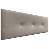 DHOME Cabecero de Terciopelo Liso con Botones Alta Gama Moderno Cabezal Tapizado Cama Lujo Dormitorio Acolchado (Marrón, 135cm)