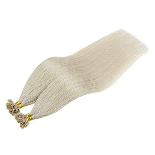 U Tip Keratin Extensions Human Hair 20 Inch Color 800 White Blonde 50g 1g per Strand Nail Tip Hair Extension Prebonded Hair