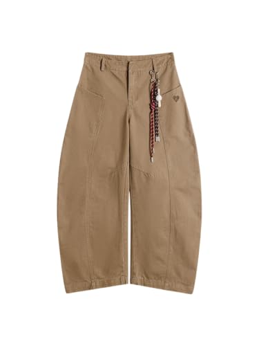 Aelfric Eden Pantaloni da uomo, larghi, da donna, oversize, pantaloni cargo super larghi, Y2K, per il tempo libero, streetwear a vita alta, comodi, cachi, W30