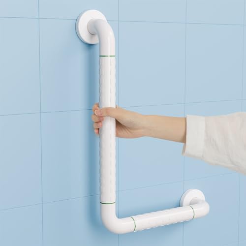 KULACO Asideros para personas mayores, mango de ducha de acero inoxidable, mango antideslizante de seguridad, 45 x 30 cm, mango de seguridad en forma de L, para inodoro, baño, bañera, pasamanos de