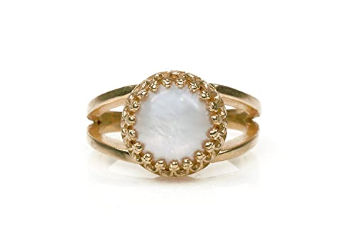 Bague en or rose 14k de haute joaillerie avec nacre véritable - 4