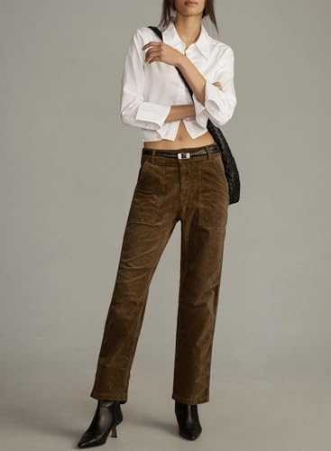 Women's Vintage Corduroy Pants Low Rise Straight Leg Baggy Barrel Jeans Patch Pocket Pants Trouser2