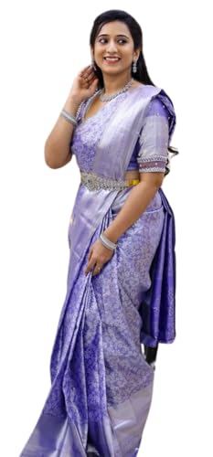 Image of C J Enterprise Women's Banarasi Saree Pure Kanjivaram Style Silk Saree With Blouse Piece for Wedding (Shiv-1)