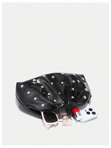 Image of QWINEE Women's Elegant Studded Clutch Bag Magnet Ruched Bags Retro Vintage Evening Handbag