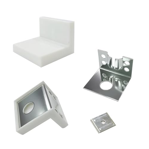 FHBHJNATC 4 piezas Escuadras para Madera Blanca, Escuadras Blancas, Escuadra Blanca, Soporte de Montaje para Muebles de Esquina 2 en 1 para Soportes de Pared para Herrajes de Armario