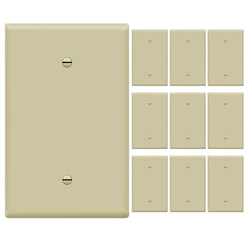Image of ENERLITES 10 Pack Oversized Blank Wall Plate Cover, 1-Gang, Ivory