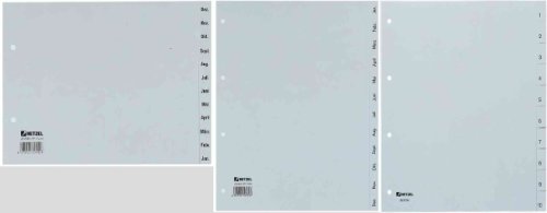 HETZEL Kunststoff-Register, Zahlen, A4, 1-31, PP, grau