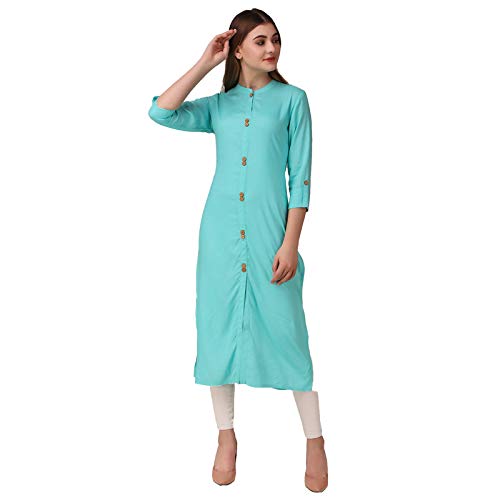 Image of NEW4U Women's Solid Rayon Straight Kurta